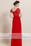 Red Slim Short Sleeves Stylish Runway Evening Cocktail Dress CX830088