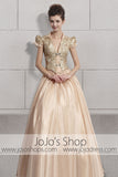 Gold Princess Puff Sleeves Sweet Prom Formal Evening Cocktail Dress CX830096