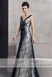 Grecian Alluring Navy Blue Lace V Neck Prom Evening Cocktail Dress CX830099