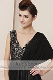 Grecian Black Low Back V Neck Elegant Evening Cocktail Dress CX830100