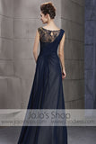 Navy Modest Sleeveless Formal Prom Military Ball Evening Cocktail Dress CX830106
