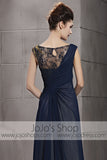 Navy Modest Sleeveless Formal Prom Military Ball Evening Cocktail Dress CX830106