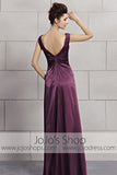 Purple Low Back Silky Sleek Stage Home Coming Evening Cocktail Dress CX830113
