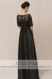 Modest Mid Sleeves Black Lace Home Coming Formal Evening Cocktail Dress CX830155