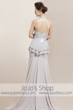 Grey Halter Ruffle Long Home Coming Prom Evening Cocktail Dress CX830158