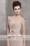 Tan Keyhole Back Long Prom Formal Evening Cocktail Dress CX830180