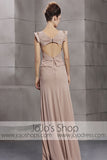 Tan Keyhole Back Long Prom Formal Evening Cocktail Dress CX830180