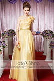 Grecian Yellow One Shoulder Elegant Prom Formal Evening Dress CX830266