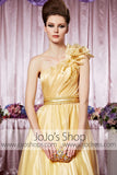 Grecian Yellow One Shoulder Elegant Prom Formal Evening Dress CX830266