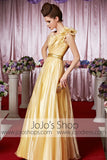 Grecian Yellow One Shoulder Elegant Prom Formal Evening Dress CX830266