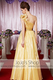 Grecian Yellow One Shoulder Elegant Prom Formal Evening Dress CX830266