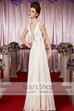 Ivory Deep V Sexy Chiffon Long Elegant Prom Formal Evening Dress CX830308