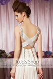 Ivory Deep V Sexy Chiffon Long Elegant Prom Formal Evening Dress CX830308