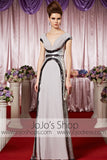 Silver V Neck Chiffon Long Elegant Prom Formal Evening Dress CX830309