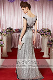 Silver V Neck Chiffon Long Elegant Prom Formal Evening Dress CX830309