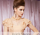 Peach Retro 1920S Victorian Modest Lace Elegant Prom Formal Evening Dress CX830312