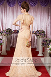 Peach Retro 1920S Victorian Modest Lace Elegant Prom Formal Evening Dress CX830312