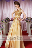 Gold Grecian One Shoulder Classy Elegant Prom Formal Evening Dress CX830318