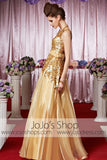 Gold Grecian One Shoulder Classy Elegant Prom Formal Evening Dress CX830318