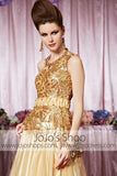 Gold Grecian One Shoulder Classy Elegant Prom Formal Evening Dress CX830318