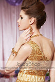 Gold Grecian One Shoulder Classy Elegant Prom Formal Evening Dress CX830318