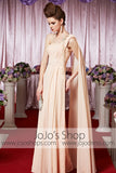 Grecian Champagne One Shoulder Chiffon Elegant Prom Formal Evening Dress CX830321