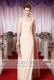 Grecian Champagne One Shoulder Chiffon Elegant Prom Formal Evening Dress CX830321