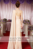 Grecian Champagne One Shoulder Chiffon Elegant Prom Formal Evening Dress CX830321