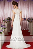 Ivory Cap Sleeves Slim Classy Elegant Prom Formal Evening Dress CX830322