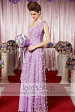 Grecian Purple Violet Floral One Shoulder Elegant Prom Formal Evening Dress CX830323