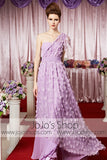 Grecian Purple Violet Floral One Shoulder Elegant Prom Formal Evening Dress CX830323