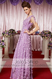 Grecian Purple Violet Floral One Shoulder Elegant Prom Formal Evening Dress CX830323