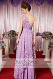 Grecian Purple Violet Floral One Shoulder Elegant Prom Formal Evening Dress CX830323