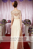 Modest Short Sleeves Lace Champagne Elegant Prom Formal Evening Dress CX830333