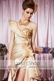 Grecian Gold Hi Low Glamorous Goddess Elegant Prom Formal Evening Dress CX830350