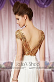 Gold Grecian White Goddess V Neck Elegant Prom Formal Evening Dress CX830362