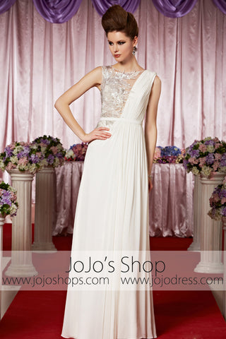 White Modest Grecian Chiffon Elegant Prom Formal Evening Dress CX830382