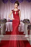 Red Mermaid Keyhole Glamarous Elegant Prom Formal Evening Dress CX830388