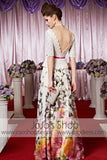 Long Sleeves Floral Chiffon Elegant Prom Formal Evening Dress CX830389