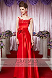 Red Modest Round Neck Glamarous Elegant Prom Formal Evening Dress CX830395