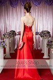Red Modest Round Neck Glamarous Elegant Prom Formal Evening Dress CX830395