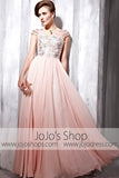 Blush Pink Cap Sleeves Floor Length Beauty Pageant Formal Evening Dress CX856838