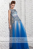 Blue Peacock Modest Tulle Pageant Galamorous Evening Formal Dress CX881608