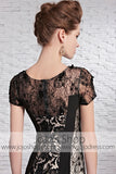 Black Lace Celebrity Red Carpet Short Sleeves Evening Formal Dress CX881612