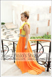 Grecian Orange Yellow One Shoulder Prom Formal Evening Dress DQ830213