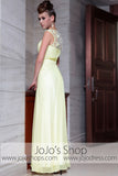 Yellow Grecian Jeweled Neck Modest Graduation Evening Formal Dress DQ830825