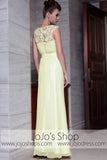 Yellow Grecian Jeweled Neck Modest Graduation Evening Formal Dress DQ830825