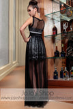 Black Mystic Sexy Transparent Jeweled Neck Prom Evening Formal Dress DQ830827