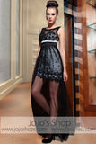 Black Mystic Sexy Transparent Jeweled Neck Prom Evening Formal Dress DQ830827