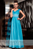 Ocean Blue Fish Scales V Neck Prom Evening Formal Dress DQ830829